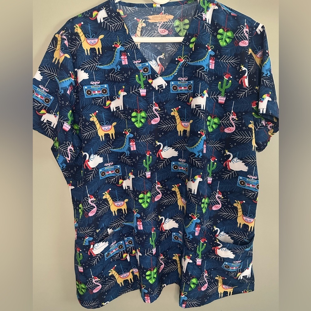 Elite Med Performance Navy Holiday Animal w/llama size XXl